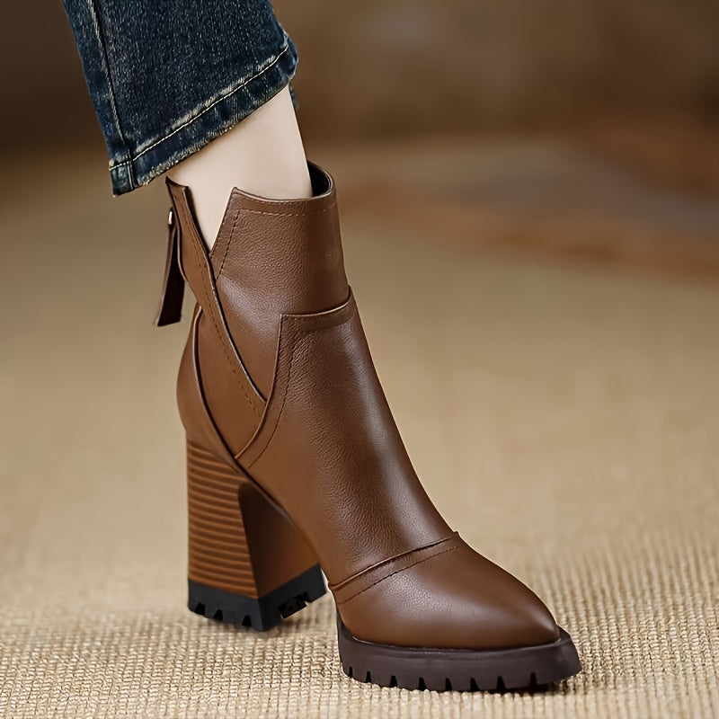 Noa Leather Heel Boots