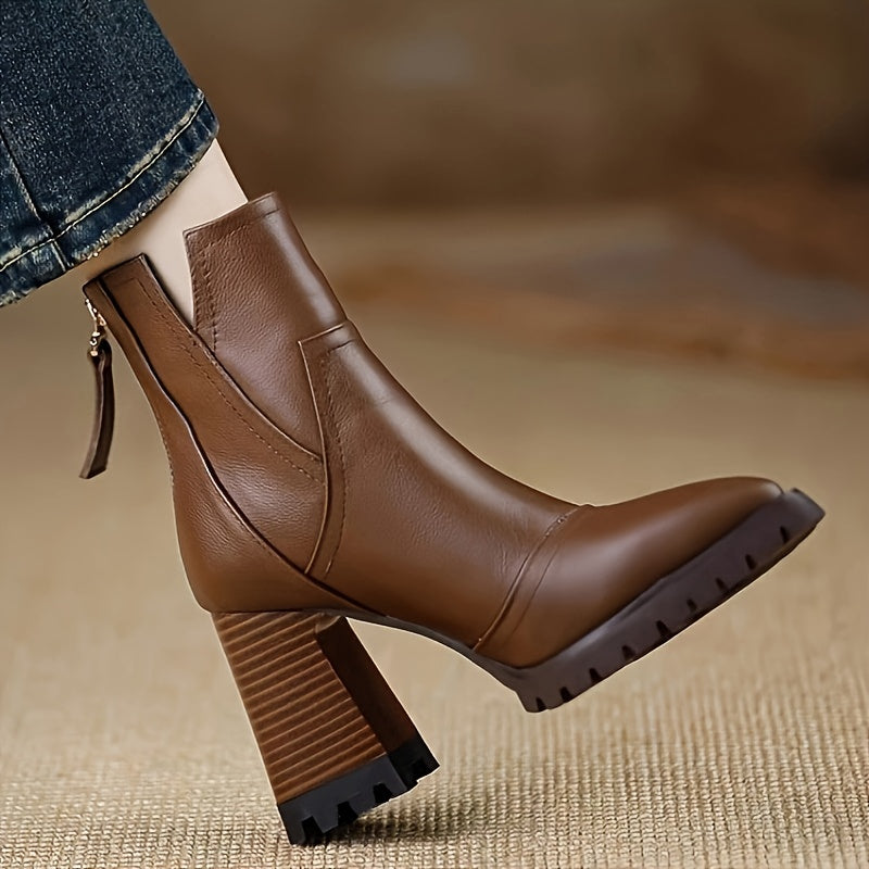 Noa Leather Heel Boots